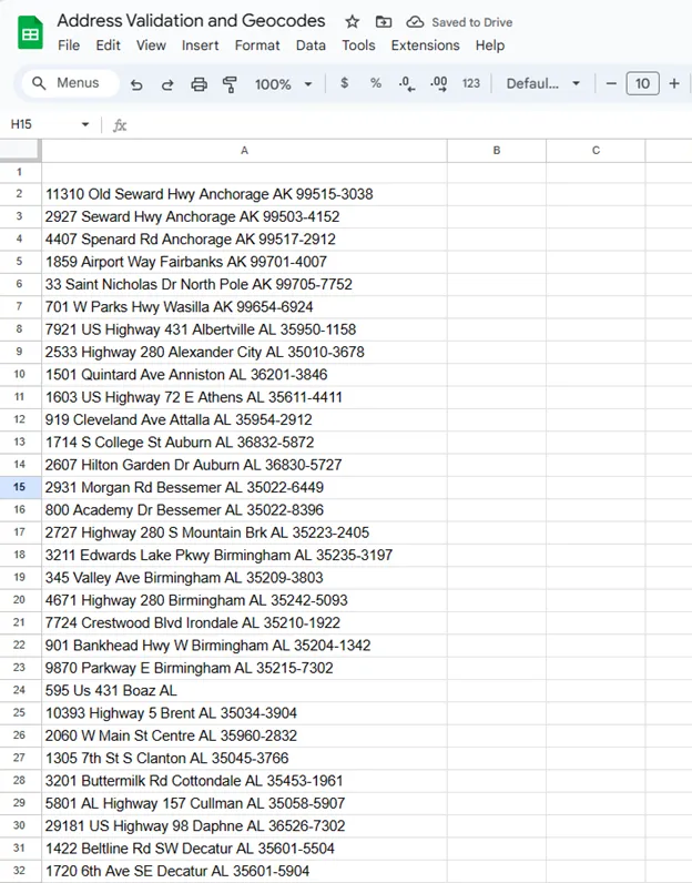 Merging address fields into a single column