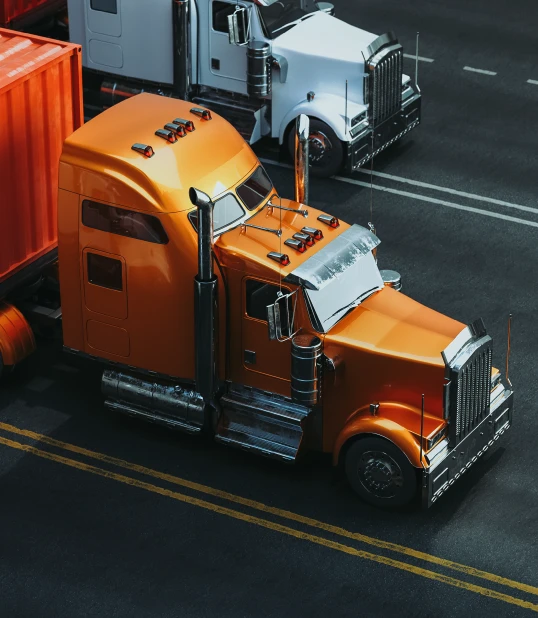semi trucks driving on freeway